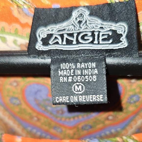 Angie Orange Blue 3/4 Sleeve One Piece ROMPER With Pockets - Picture 3 of 4